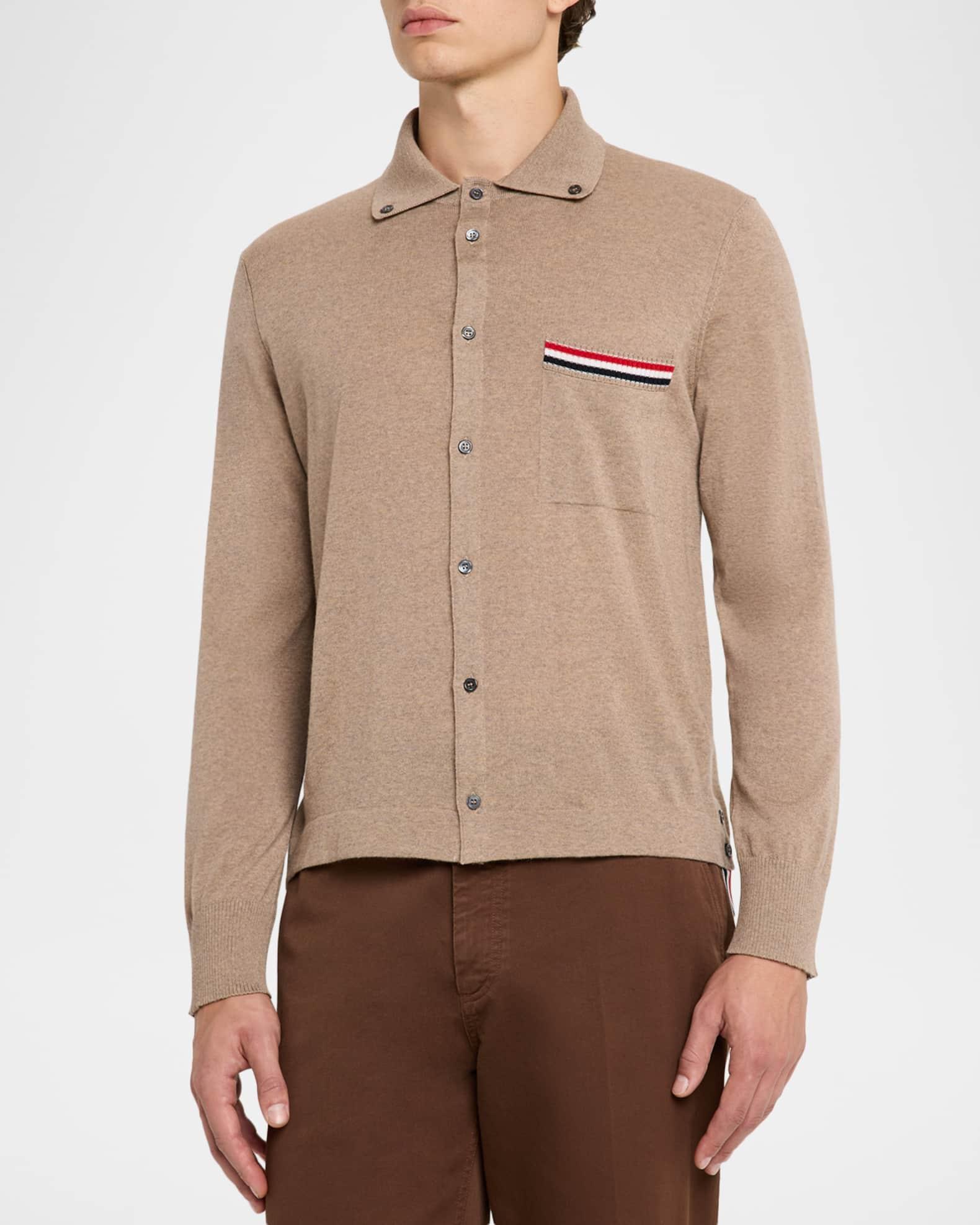 Men's Wool Knit Grosgrain-Trim Pocket Cardigan Product Image