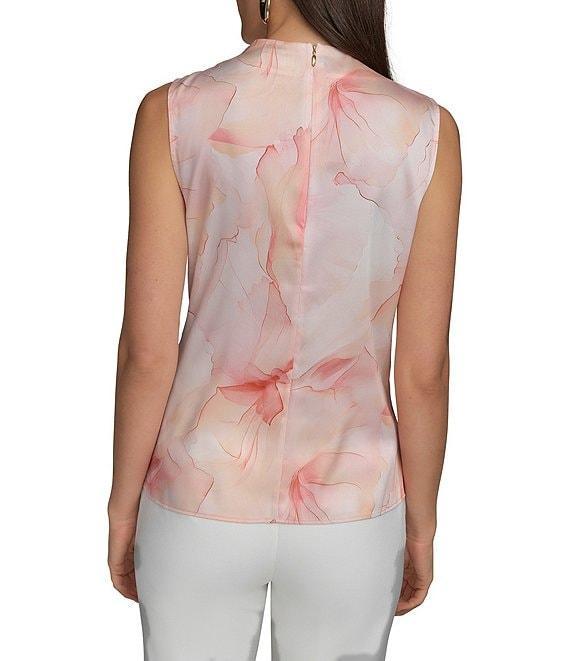 Donna Karan Printed Mock Neck Sleeveless Top With Hardware Detail Product Image