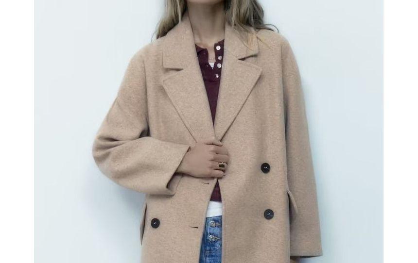 Plain Midi Double-Breasted Coat Product Image