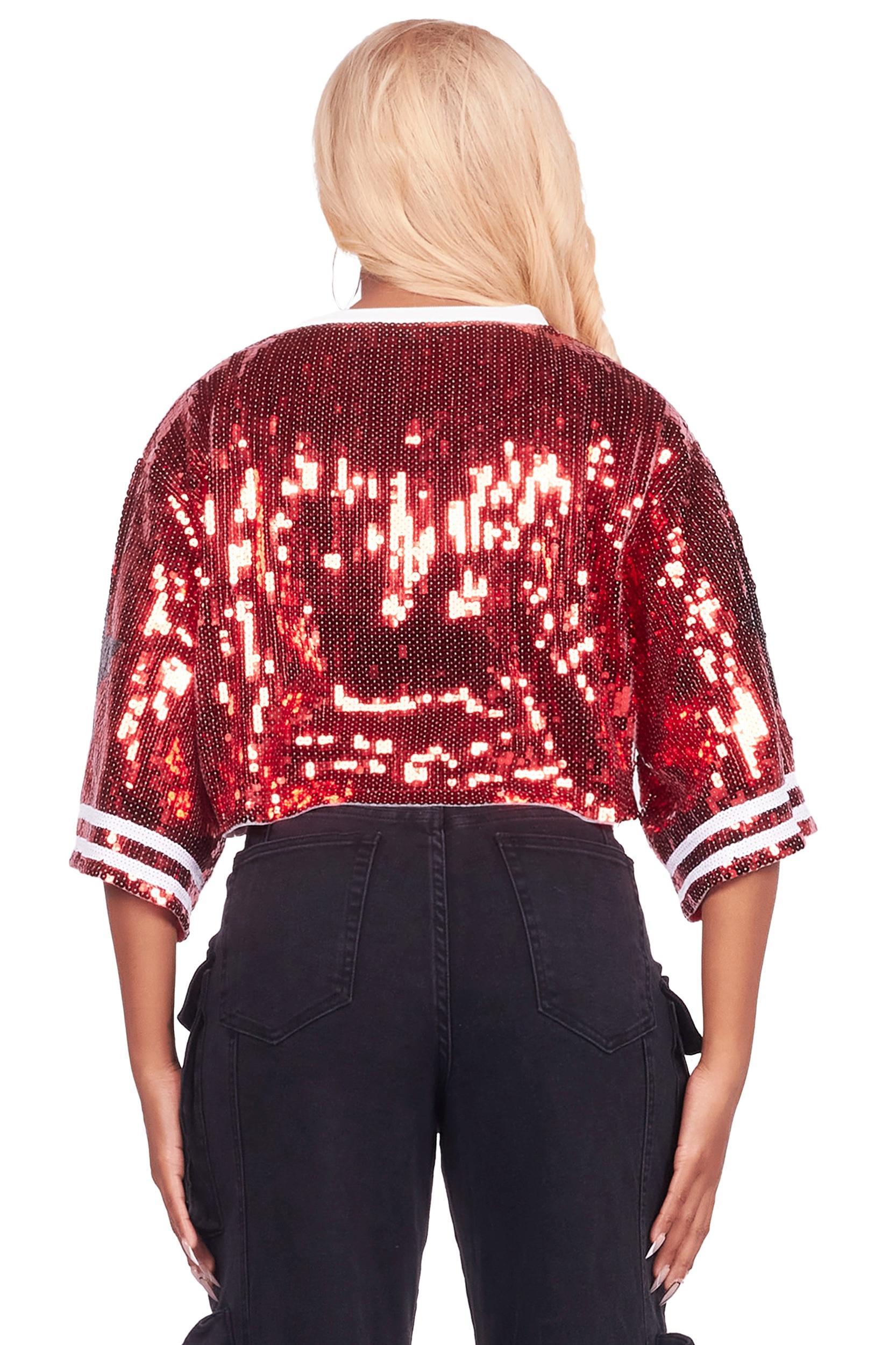 Samara Red Sequin Crop Jersey Female Product Image