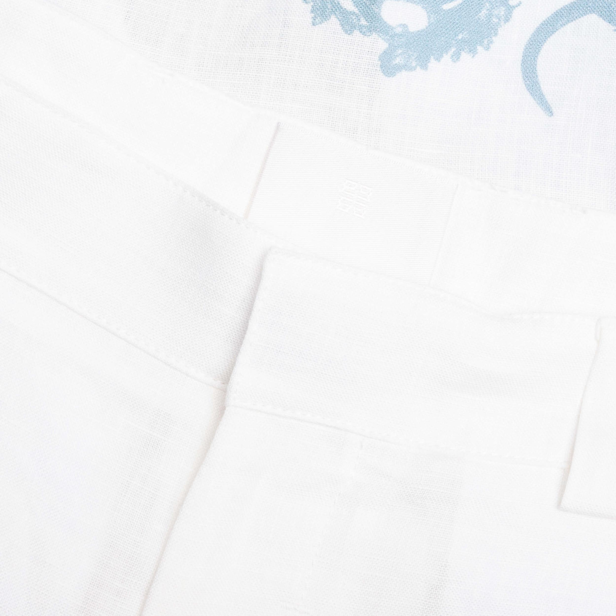 Linen Bermuda Hawaiian Shorts with Hubert Objects Print - Blue/White Male Product Image