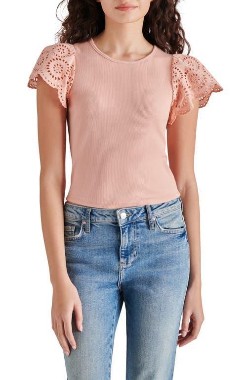 Steve Madden Womens Olina Mixed-Media-Sleeve Knit Top Product Image