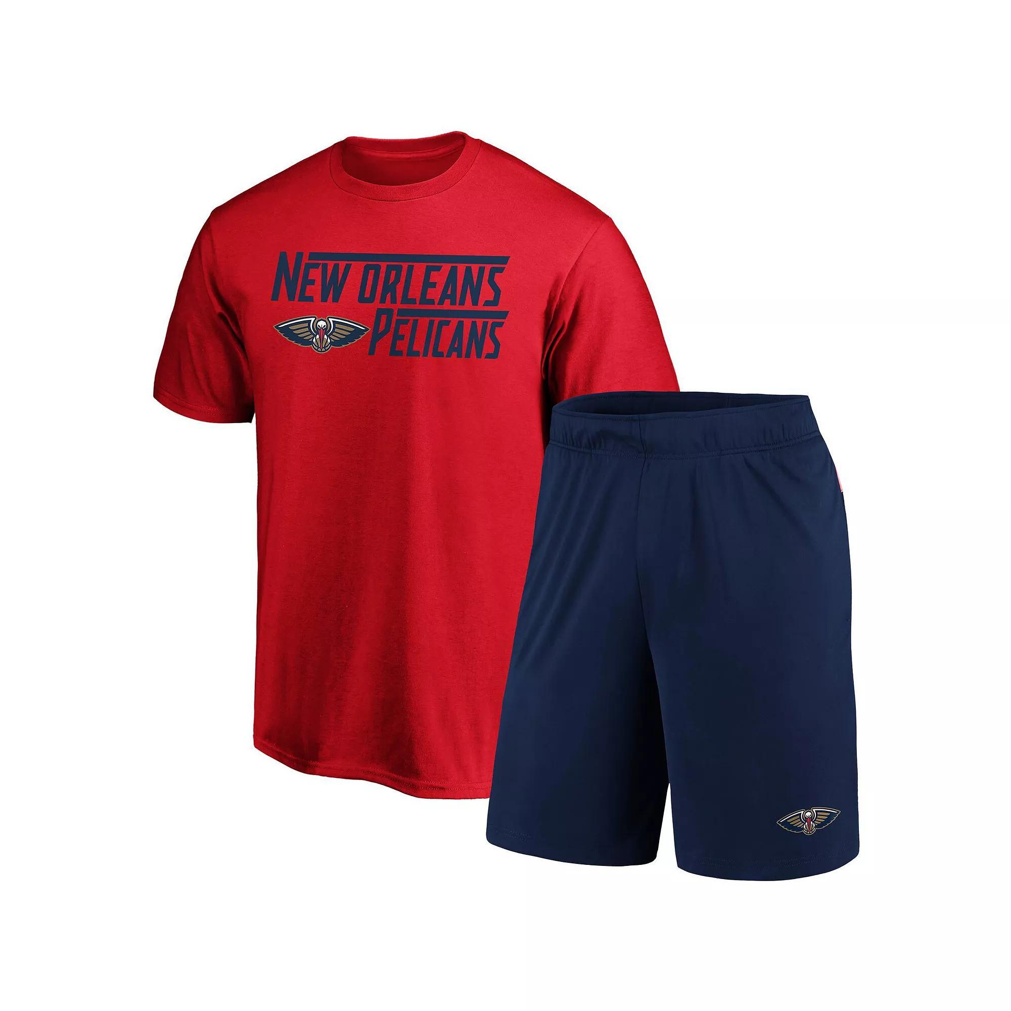 Men's Fanatics Branded Red/Navy New Orleans Pelicans T-Shirt & Shorts Combo Pack, Size: XL Product Image