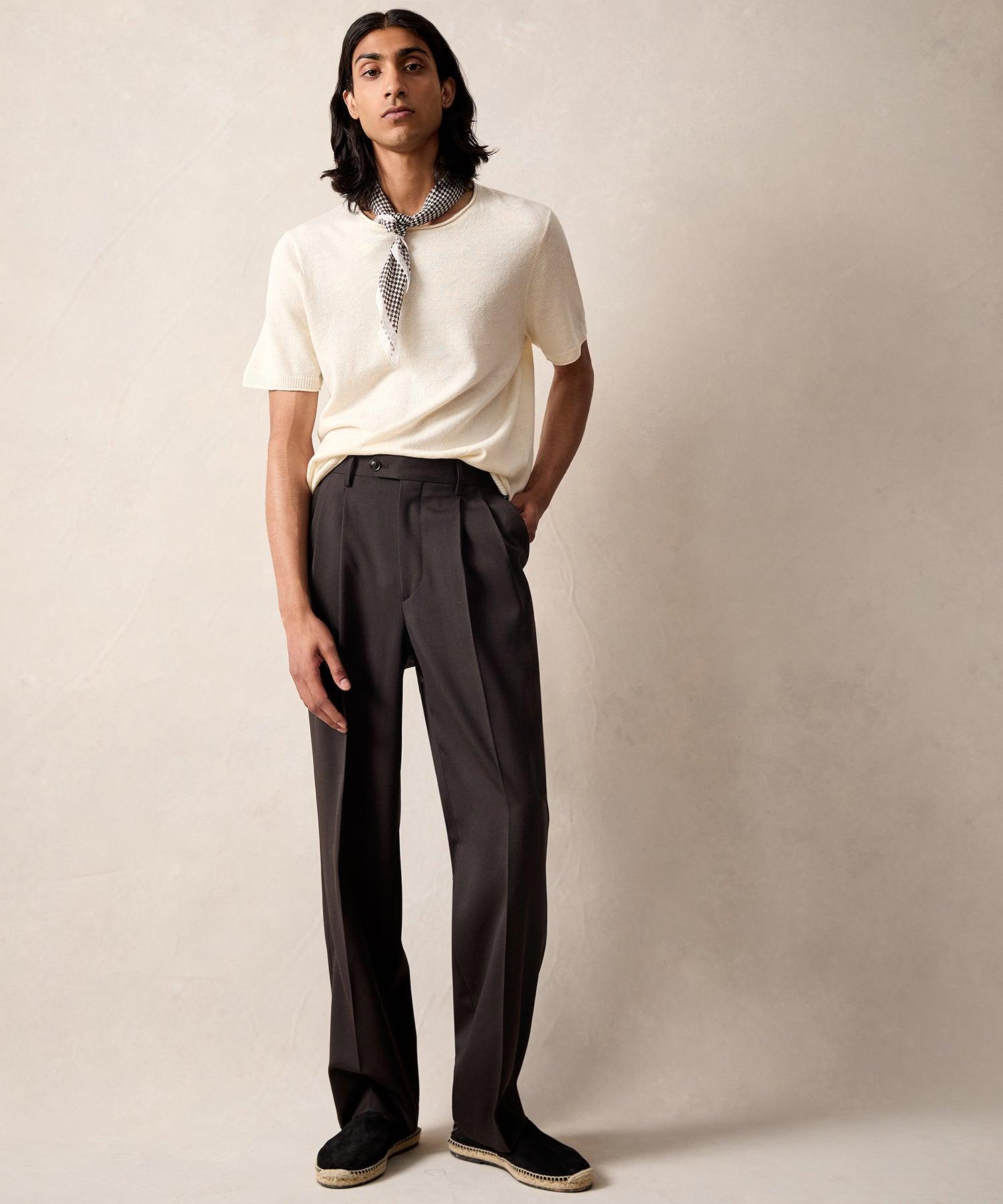 Italian Gabardine Wythe Trouser in Dark Brown Product Image