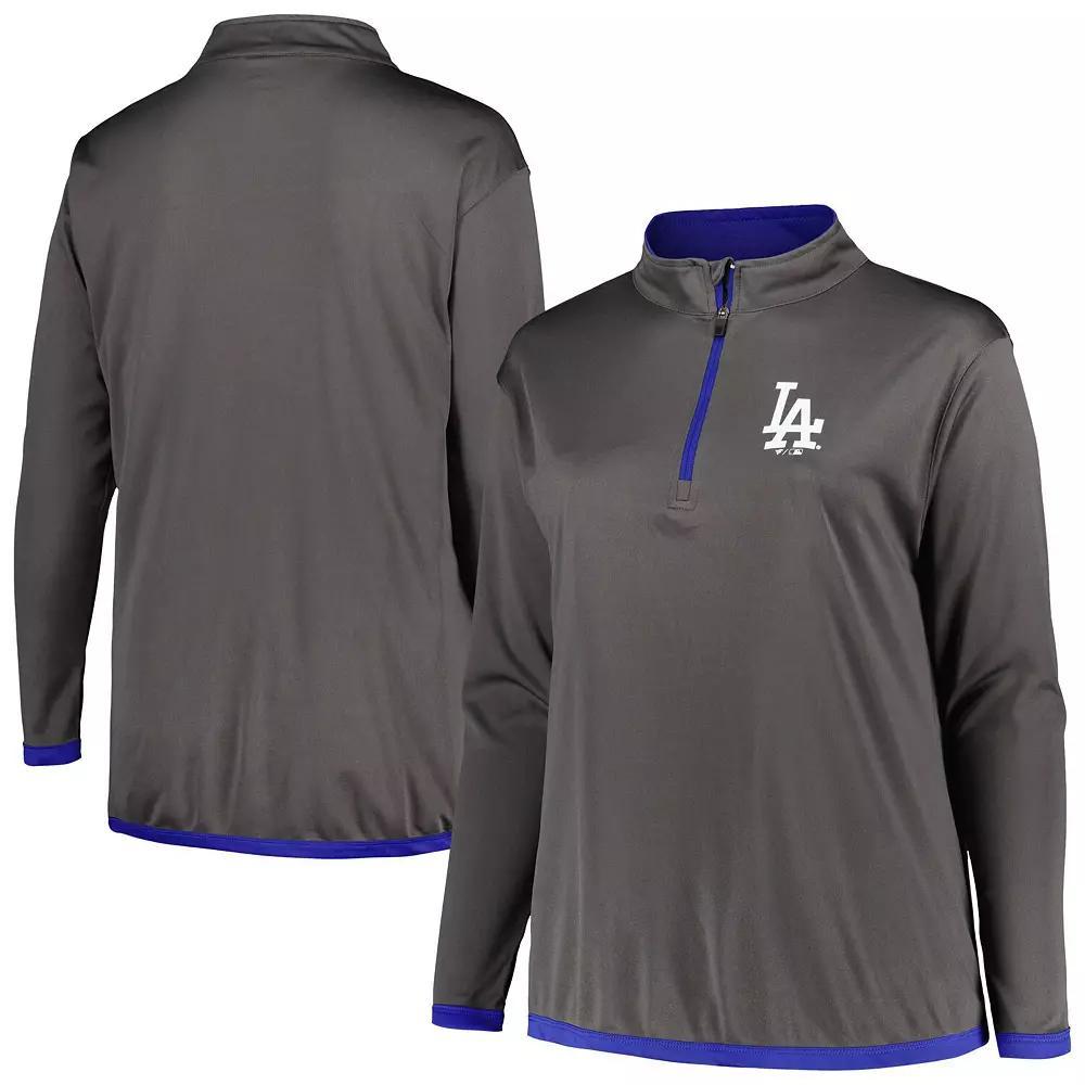 Women's Profile Charcoal Los Angeles Dodgers Plus Size Quarter-Zip Jacket, Size: 4XL Product Image