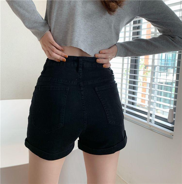 High-Waist Denim Shorts Product Image