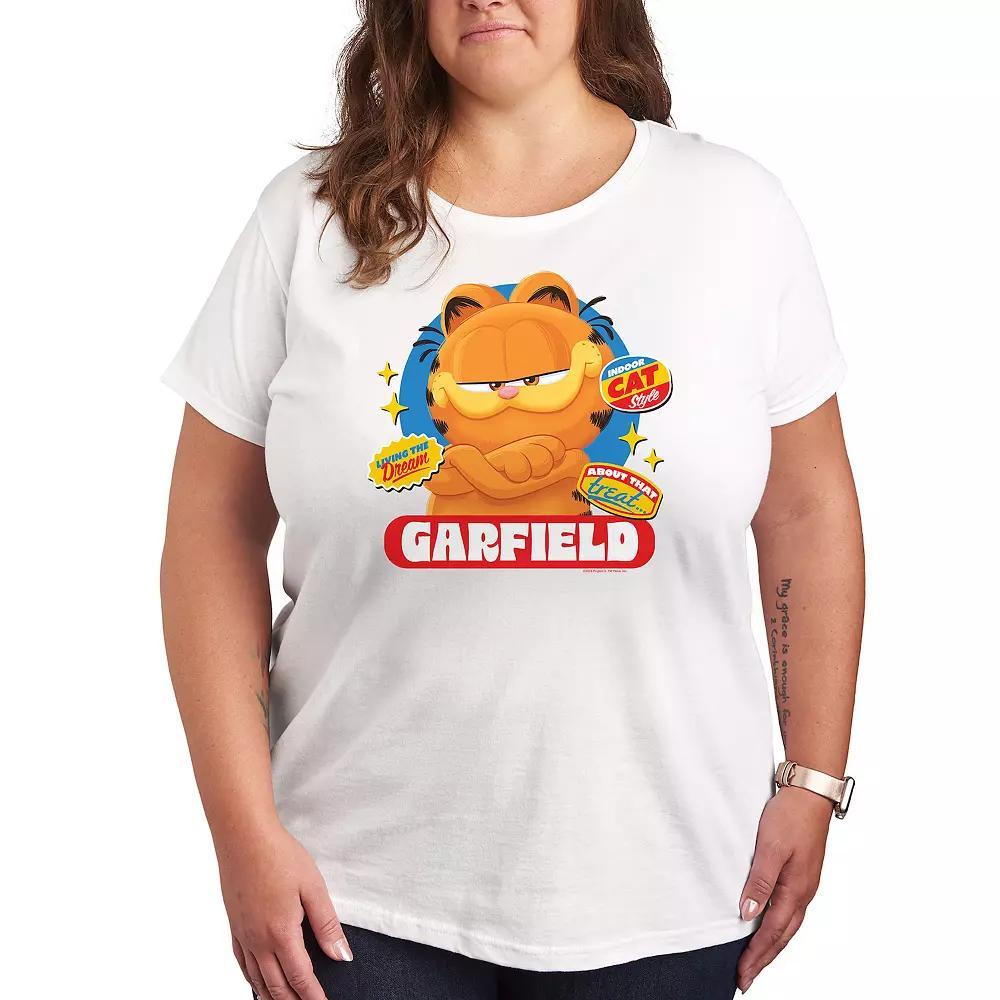 Plus The Garfield Movie Stickers Graphic Tee, Womens Grey Gray Product Image