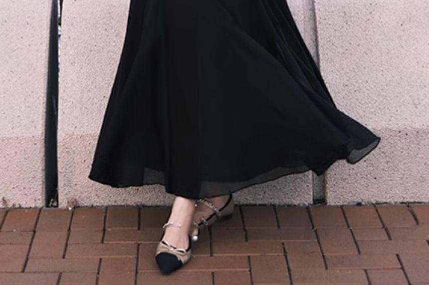 Long-Sleeve Scoop Neck Plain Beaded Maxi Mermaid Dress Product Image