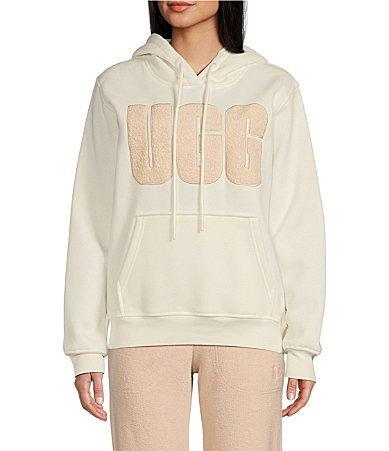 Womens Rey Fuzzy Logo Cotton-Blend Hoodie Product Image