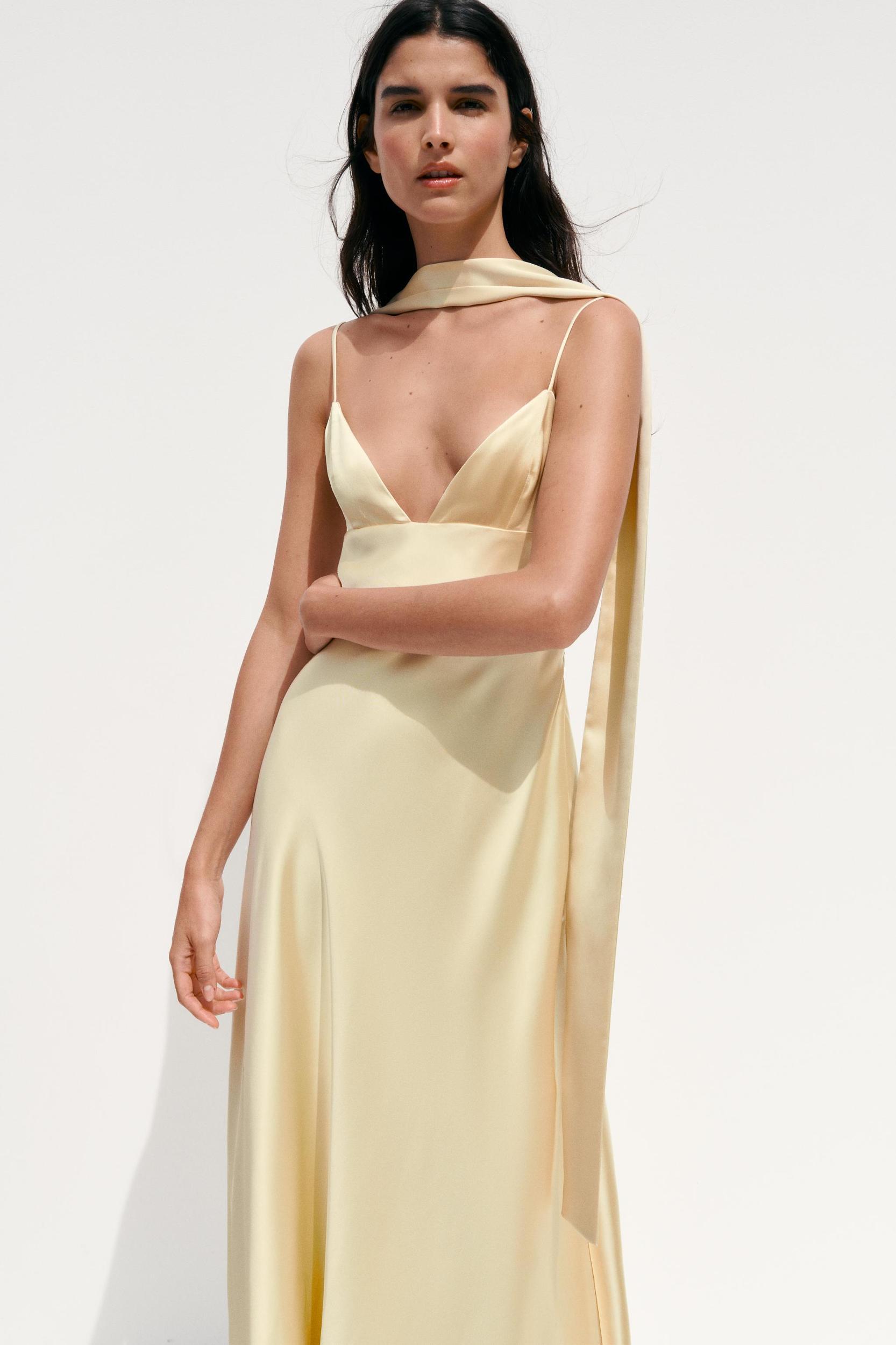 SATIN EFFECT FOULARD DRESS Product Image