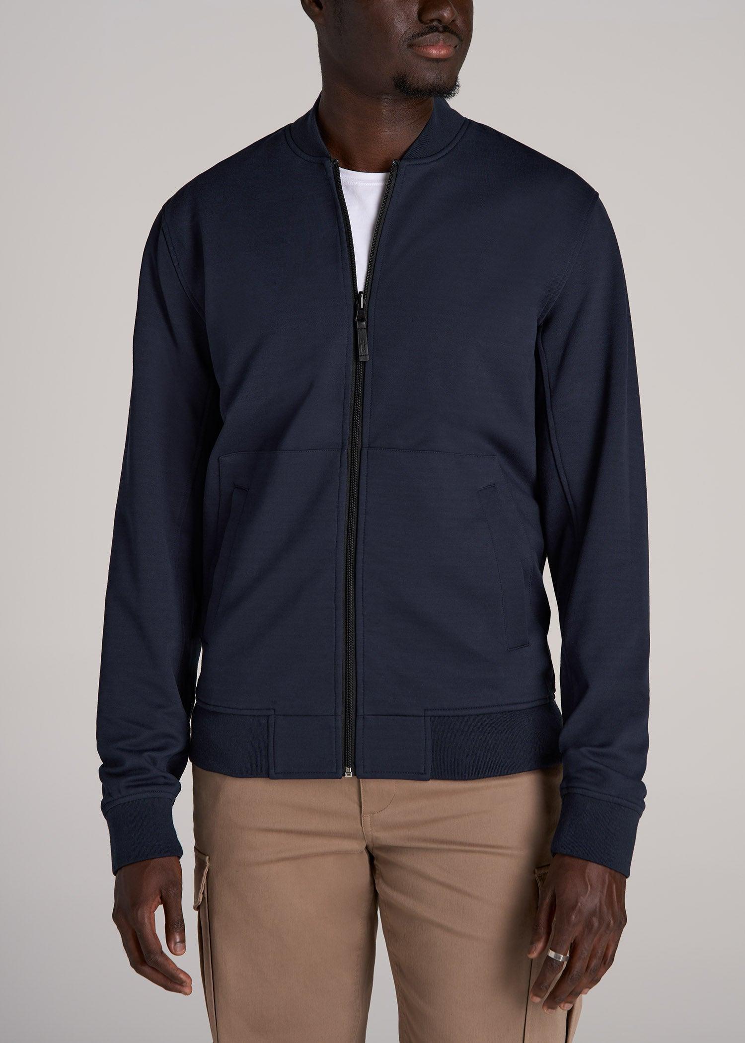 Reversible Men's Tall Bomber Jacket in Black and Navy Product Image