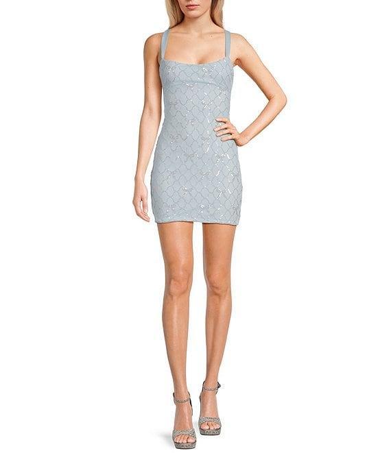 B. Darlin Wide Strap Scoop Neck Lace Up Back Dress Product Image