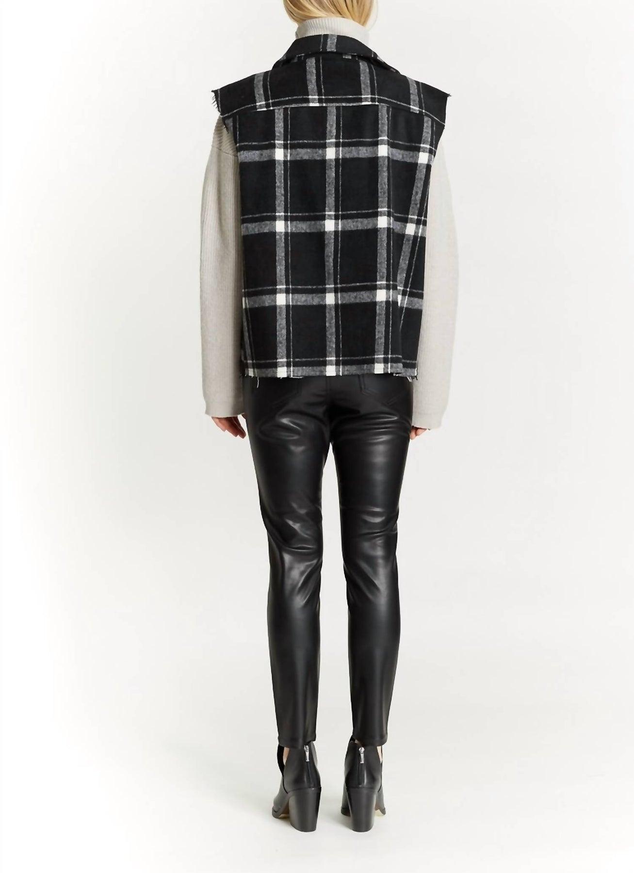 Plaid Hunter Vest with Frayed Sleeves Product Image