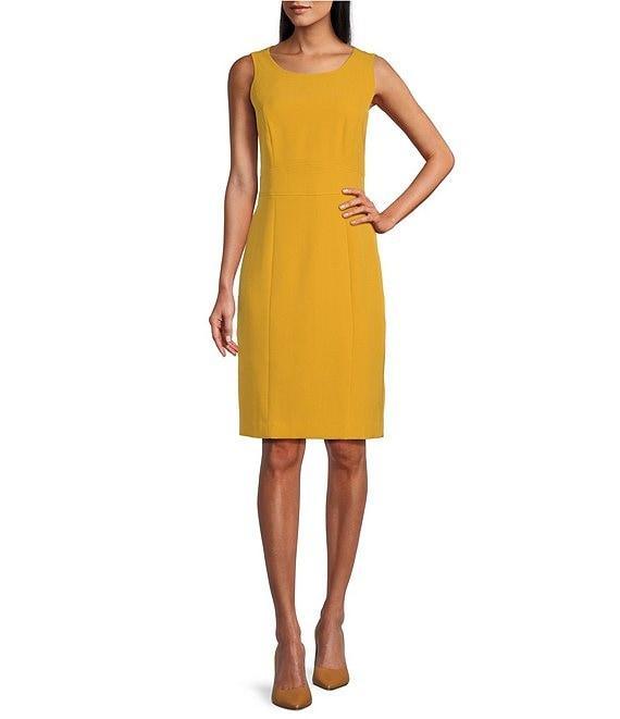 Kasper Stretch Crepe Crew Neckline Sleeveless Sheath Dress Product Image