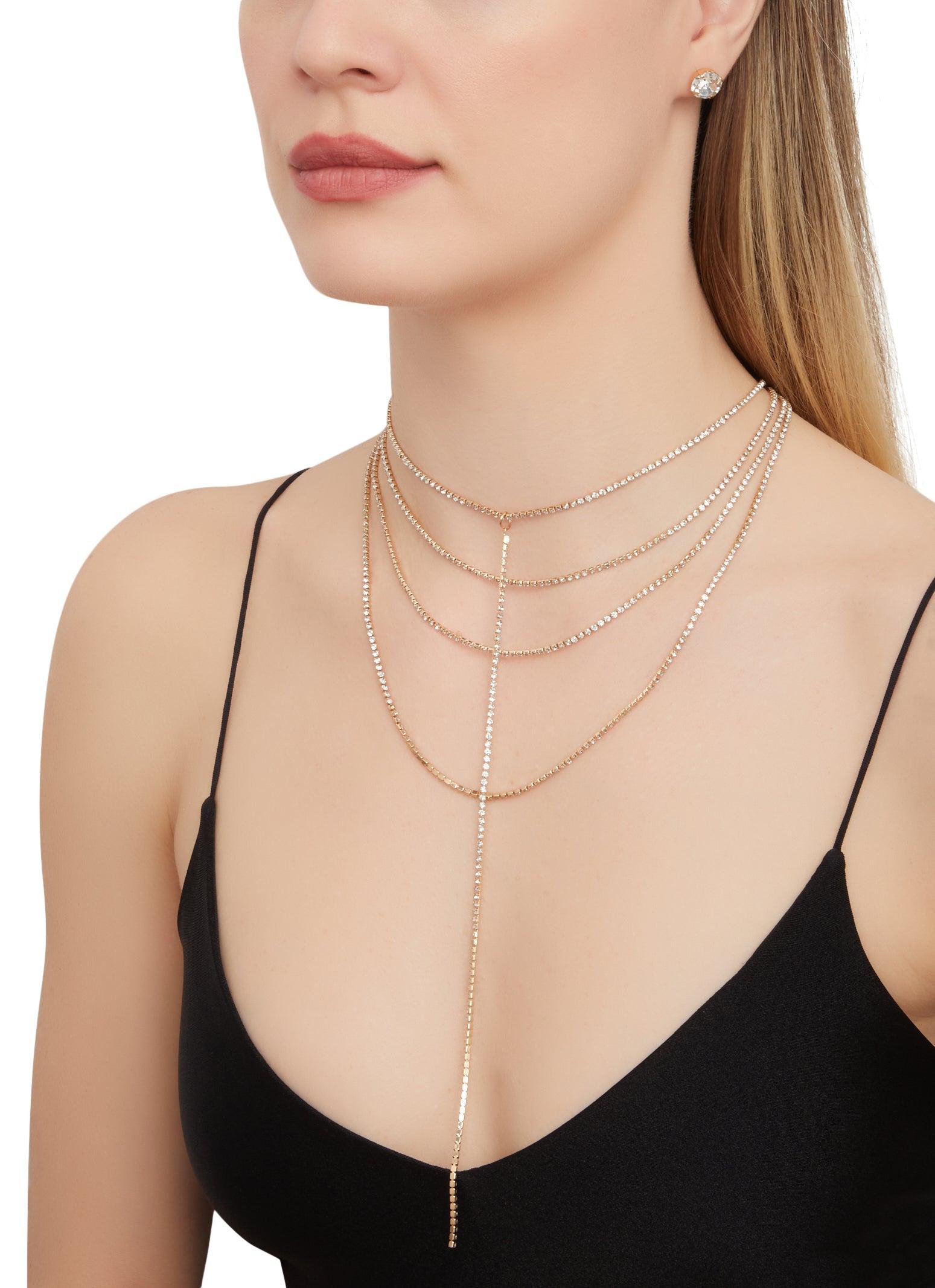 Religious Charm Layered Necklace and Drop Earrings Female Product Image