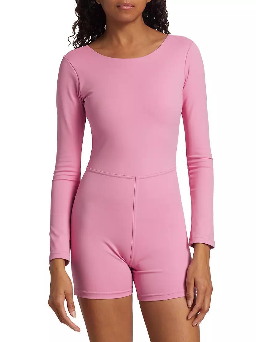 Long-Sleeve Lace-Up Romper Product Image