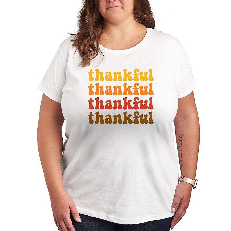 Plus Size Thankful Stacked Short Sleeve Graphic Tee, Womens Product Image