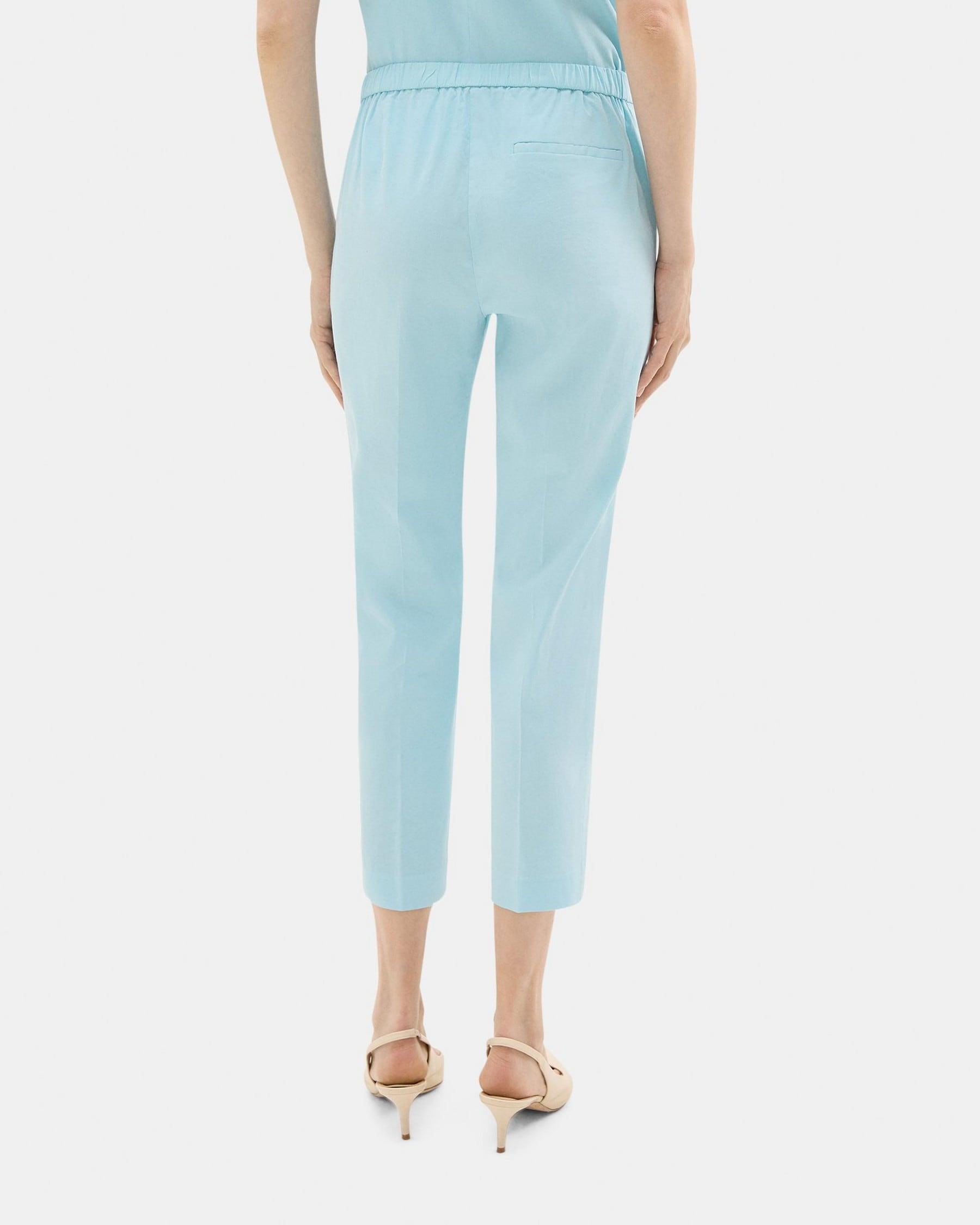 Slim Cropped Pull-On Pant in Stretch Linen Product Image
