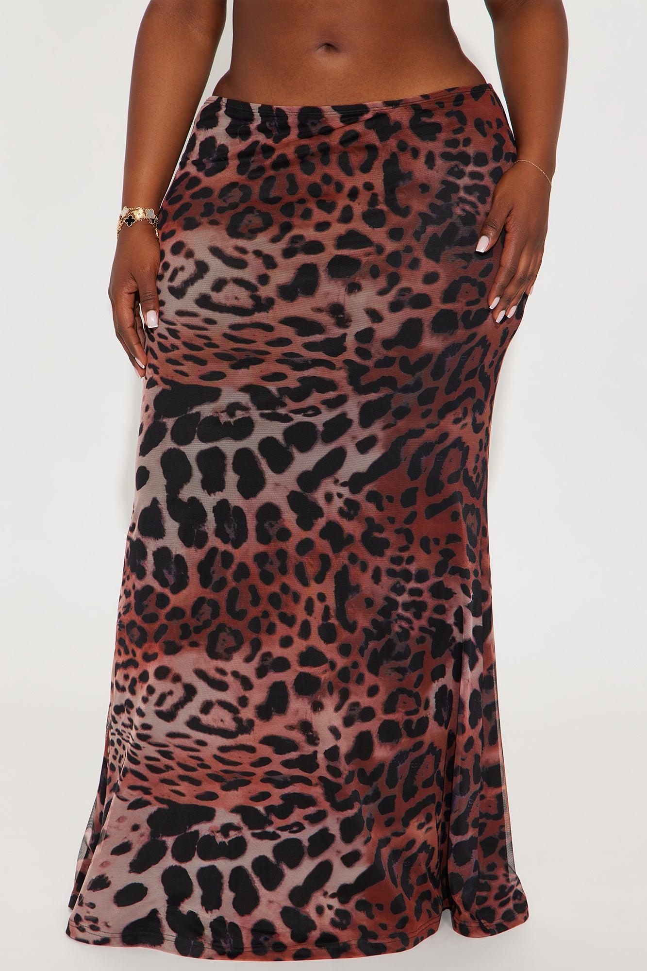 She's Been Spotted Leopard Mesh Maxi Skirt - Brown/combo Product Image