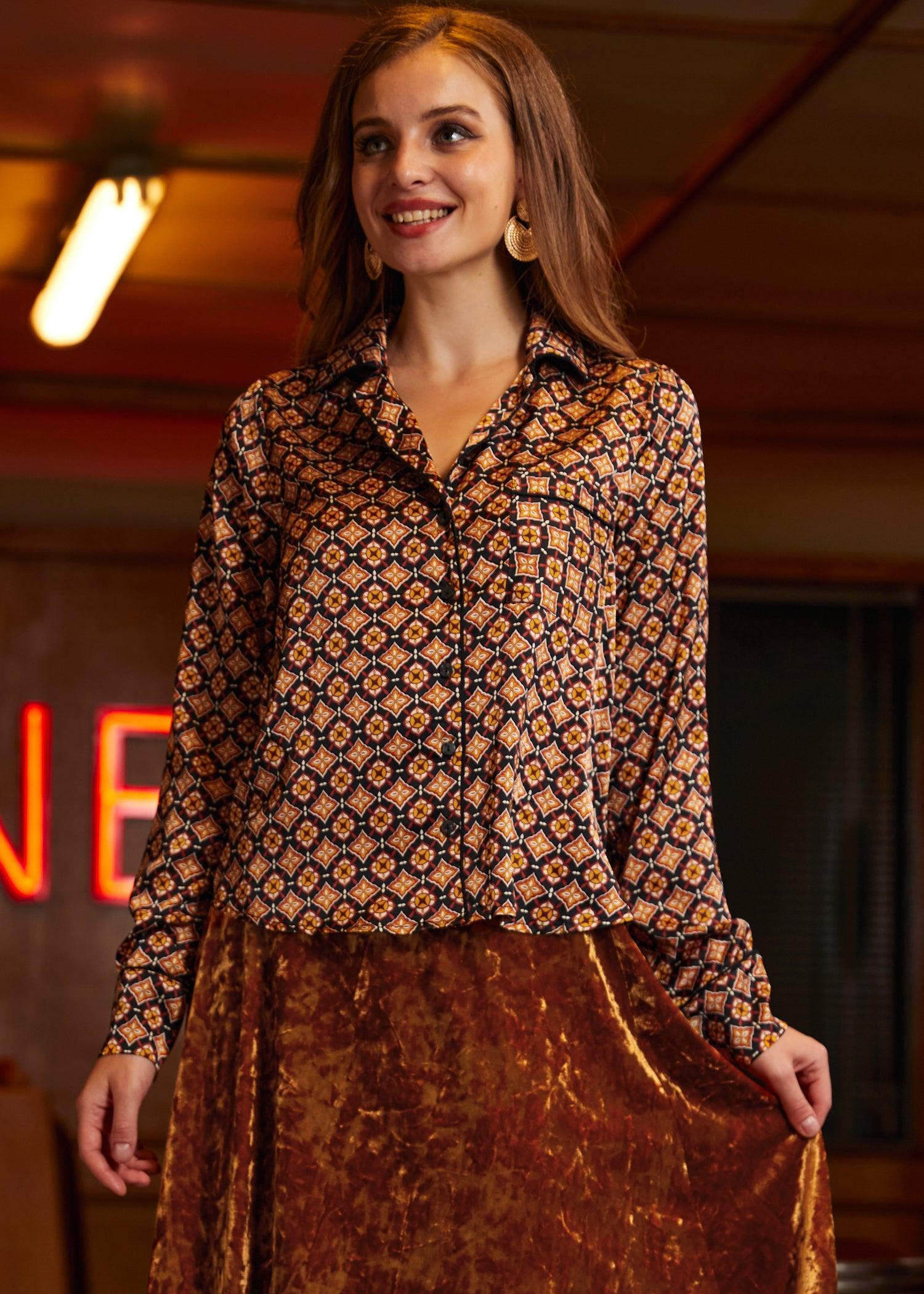 Playful Past Long Sleeve Blouse Product Image