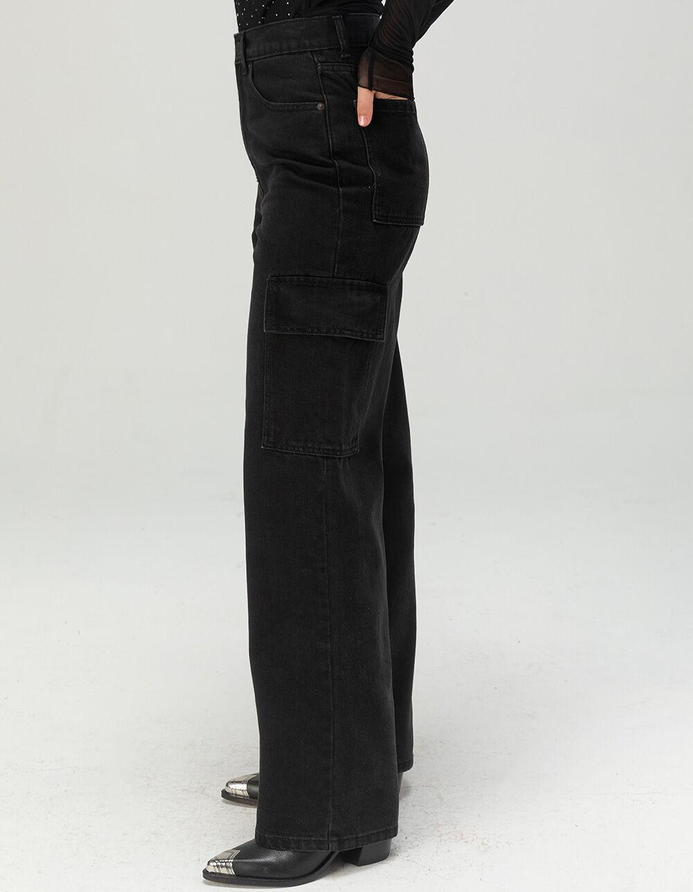 ONLY Hope Womens Wide Leg Cargo Jeans - BLACK DENIM Product Image