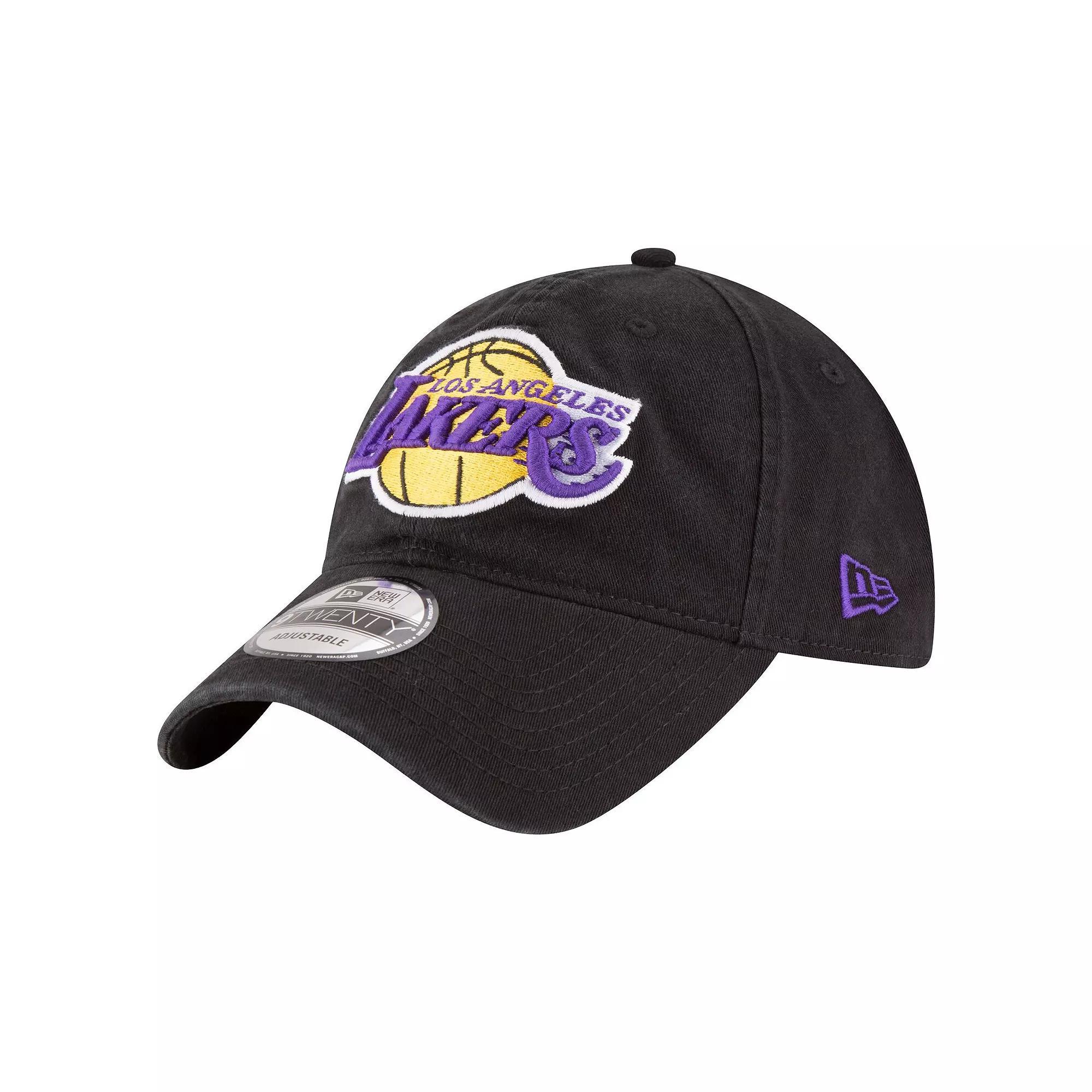 Men's New Era Black Los Angeles Lakers Team 2.0 9TWENTY Adjustable Hat Product Image