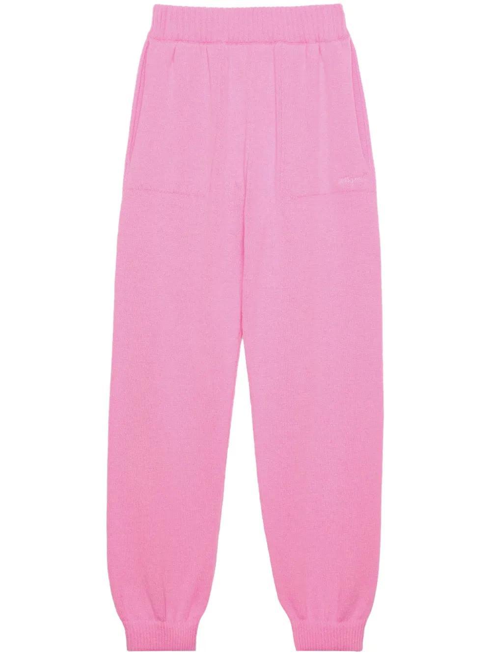 MSGM Embroidered-logo Trousers In Pink Product Image
