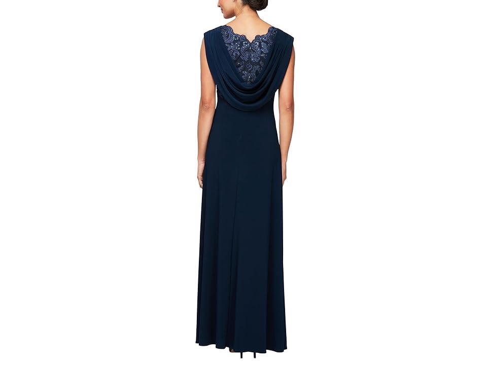 Alex Evenings Long Empire Waist Cown with Cap Sleeves Women's Dress Product Image
