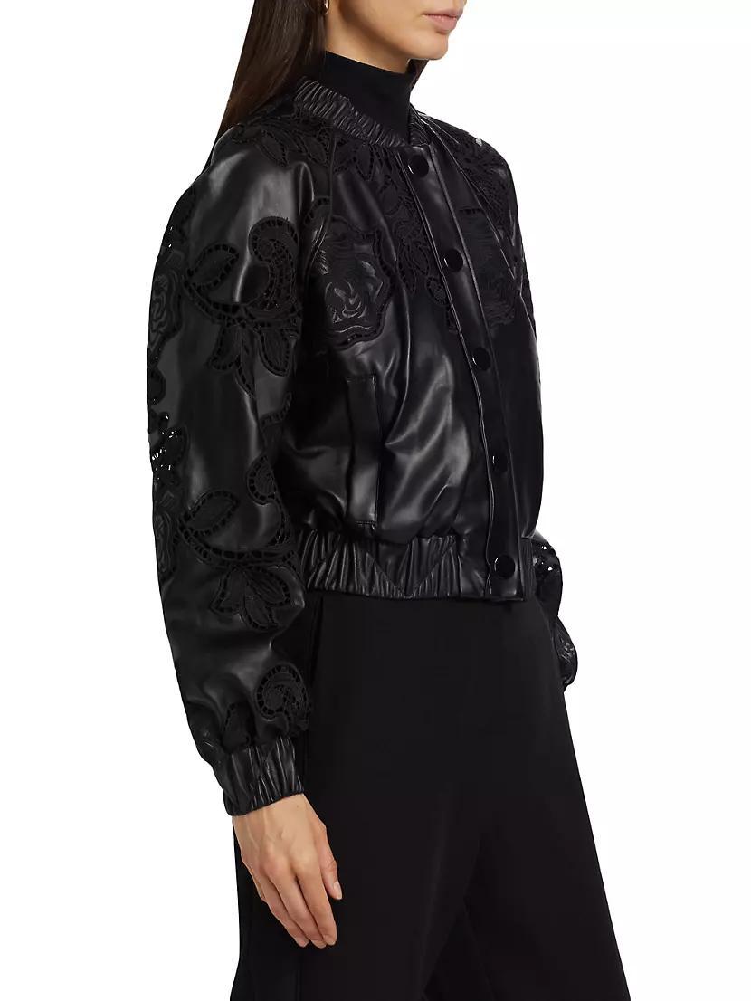 Brynn Vegan Leather-Lace Bomber Jacket Product Image
