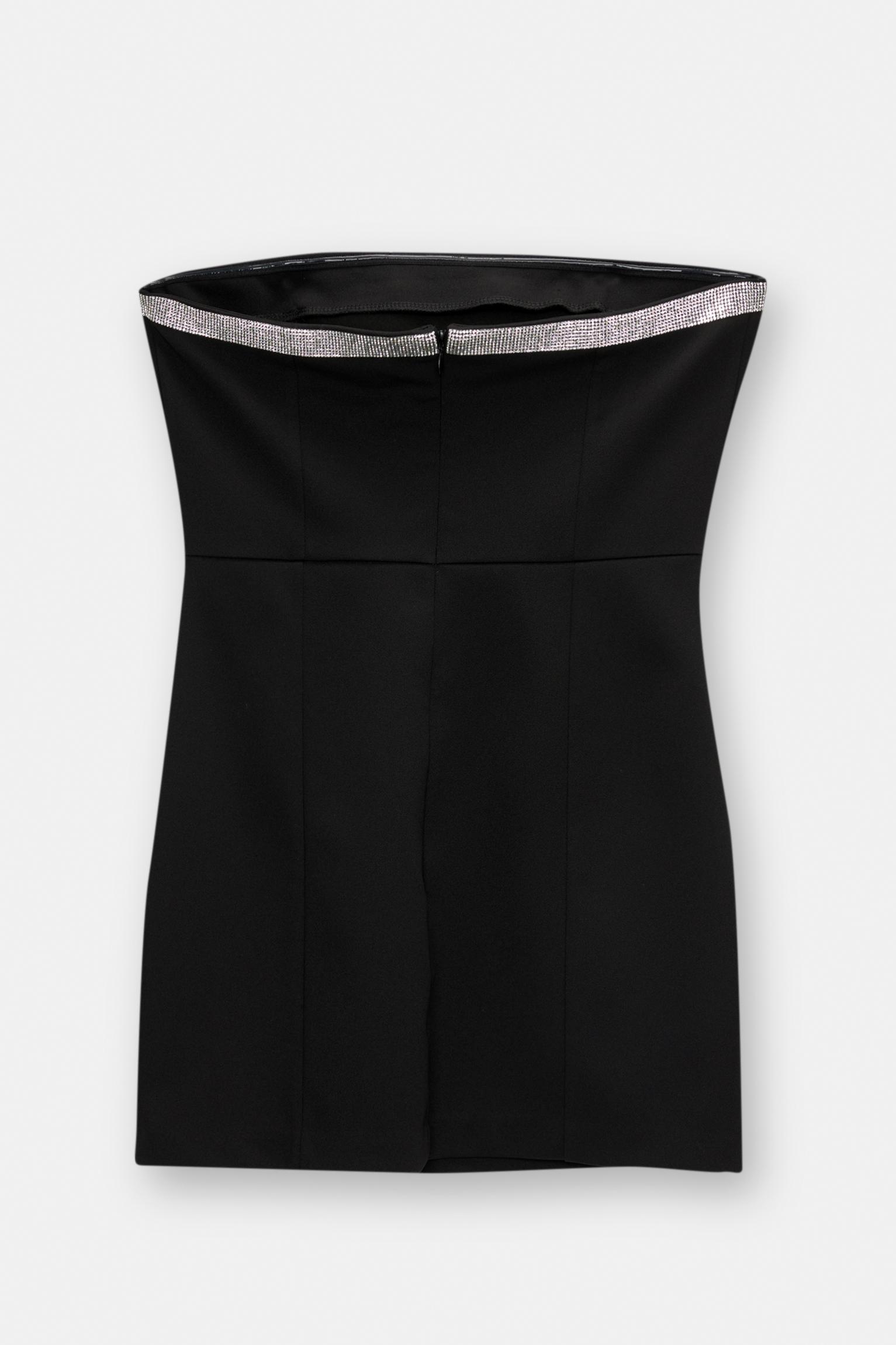 Short strapless dress with rhinestones Product Image