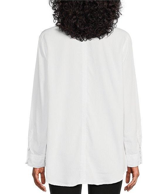 Intro Long Roll-Tab Sleeve Button Front Slub Lyocell Shirt Product Image
