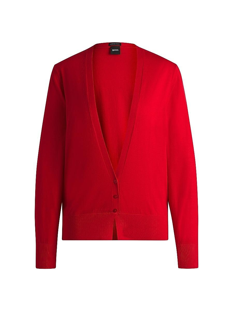 Womens V-Neck Knitted Cardigan in Wool Product Image