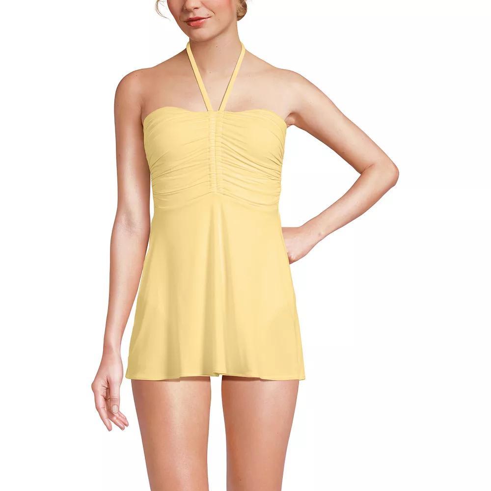Women's Lands' End Ruched Multi-Way Mini Swim Dress Swimsuit, Size: 14, Purple Olive Ombre Product Image
