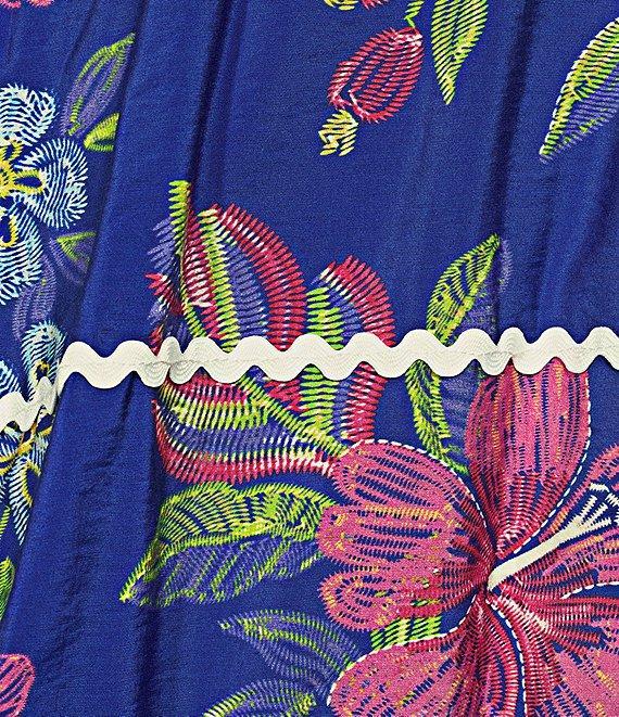 TCEC Floral Print Ric Rac Trim Square Neck Spaghetti Strap Midi Dress Product Image