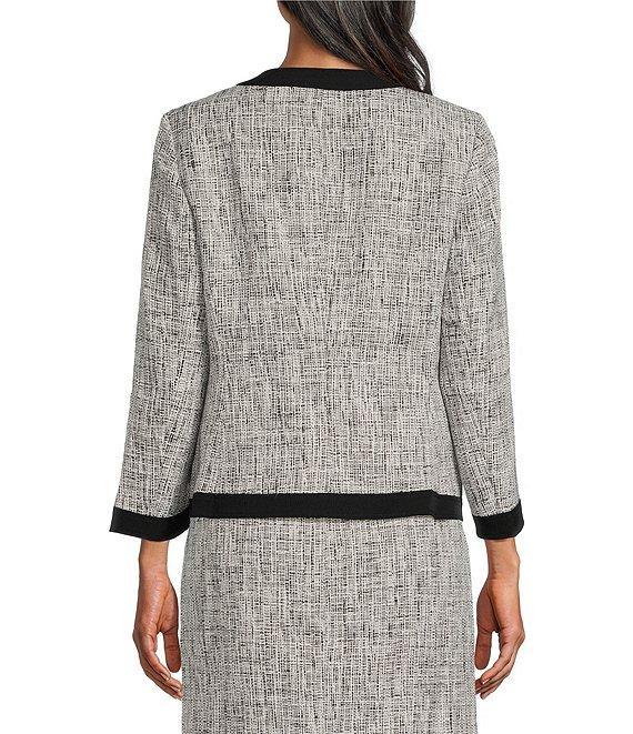 Kasper Framed Tweed Long Sleeve Open-Front Framed Jacket Product Image