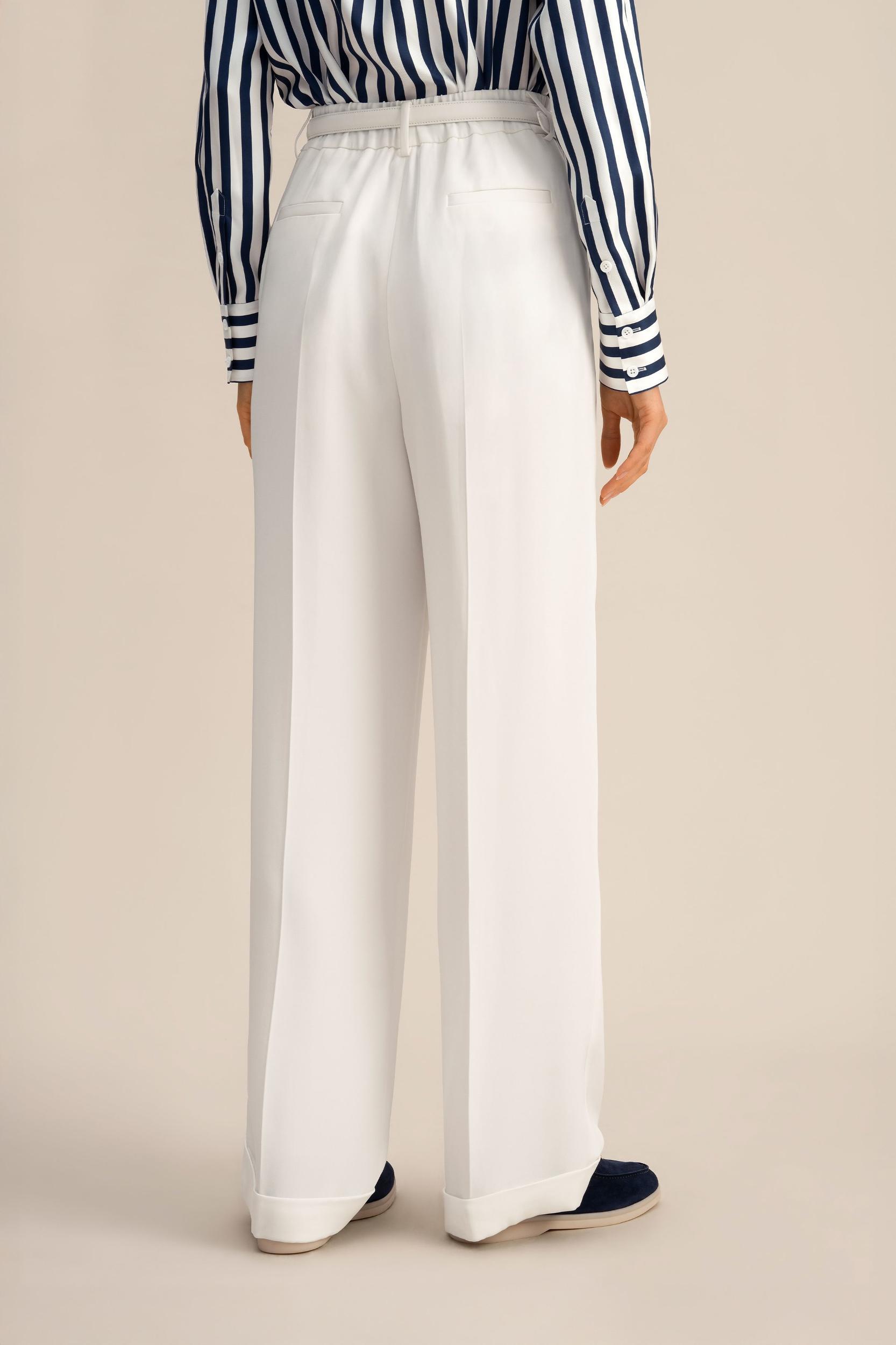 Timeless Pleated Wide-Leg Dense Silk Trousers Product Image