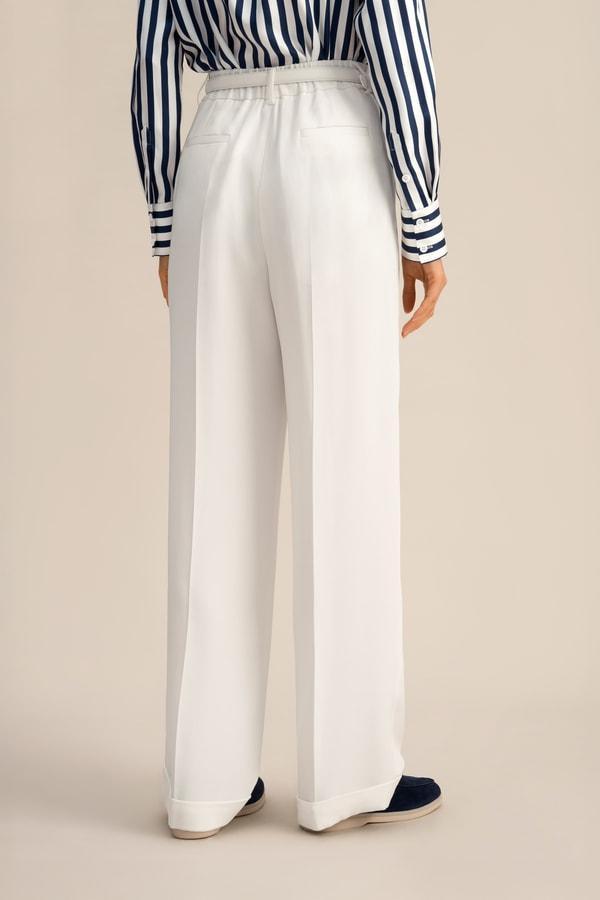 Timeless Pleated Wide-Leg Dense Silk Trousers Product Image
