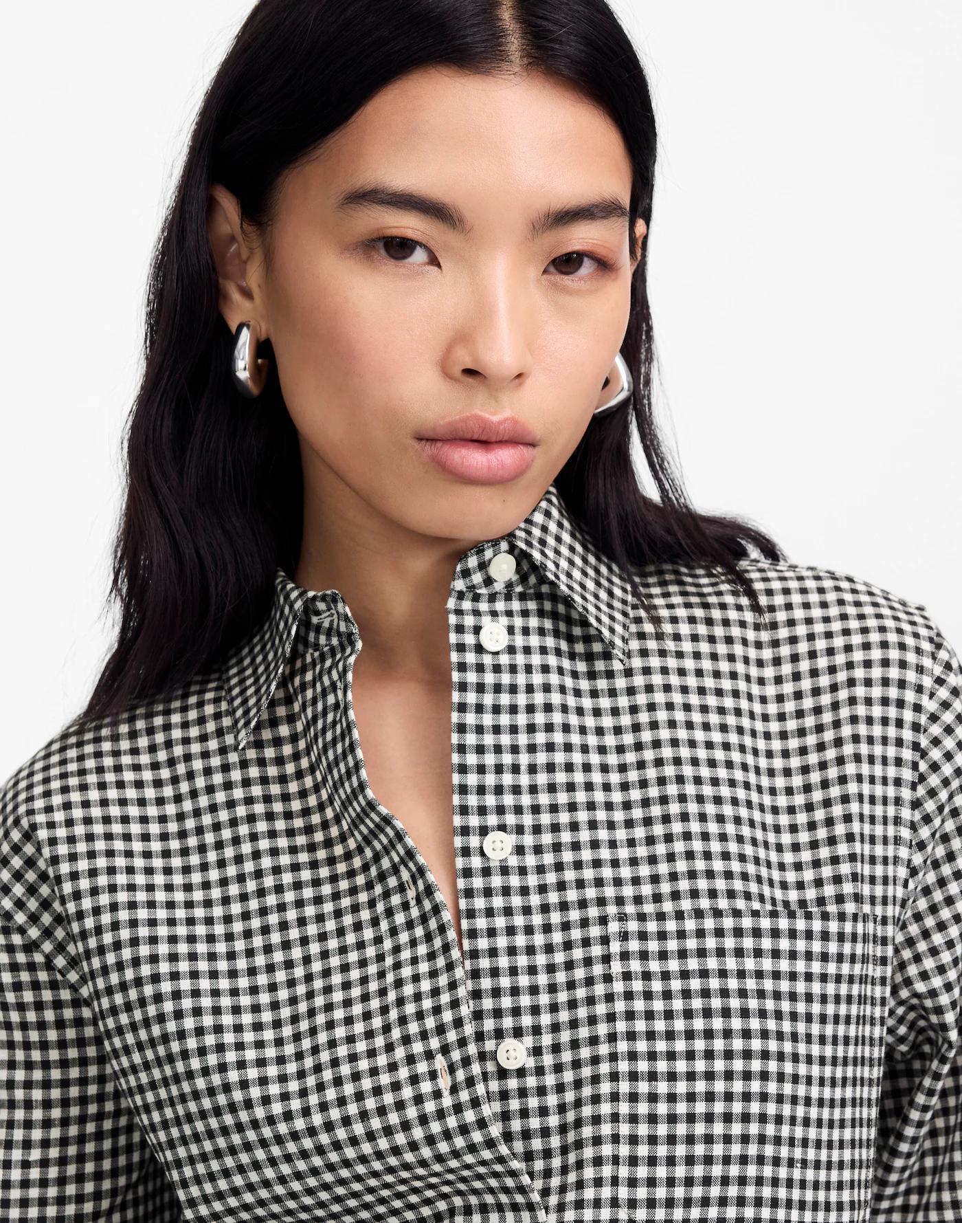 Relaxed Curved-Hem Button-Up Shirt Product Image