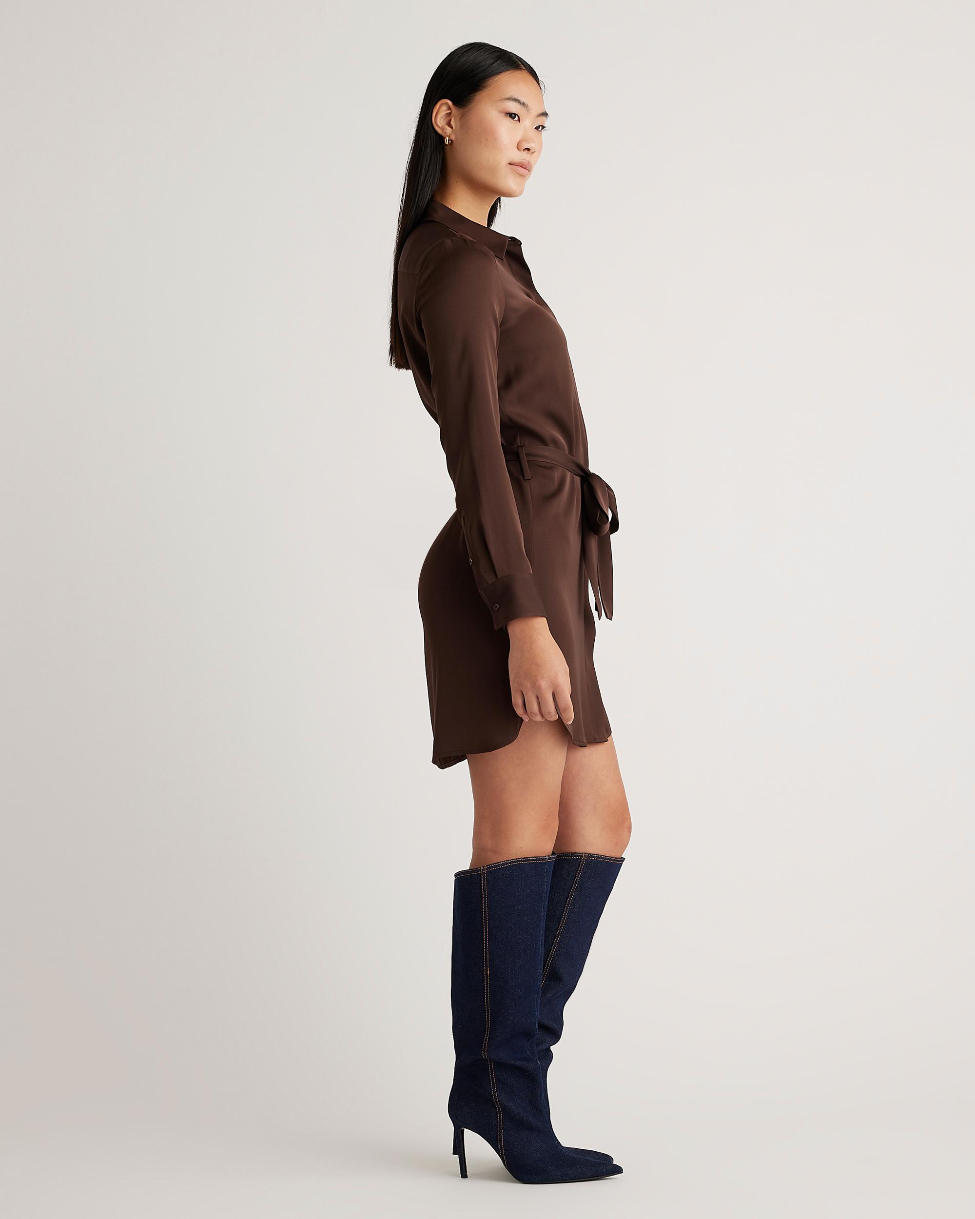 Quince | Women's Washable Stretch Silk Shirt Dress Product Image