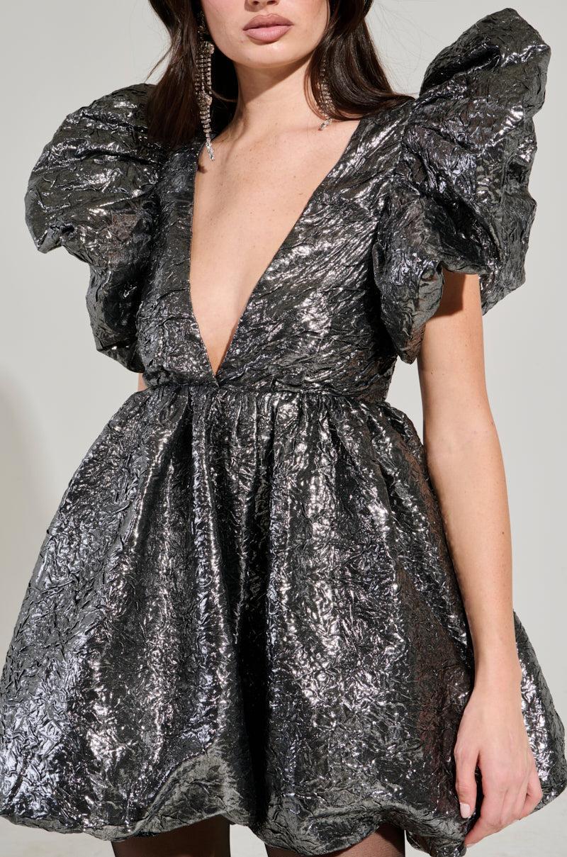 BELLE OF THE BALL METALLIC MINI DRESS Product Image