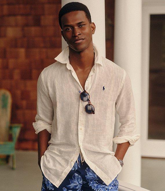 Polo Ralph Lauren Piece Dye Linen Long Sleeve Woven Shirt Product Image