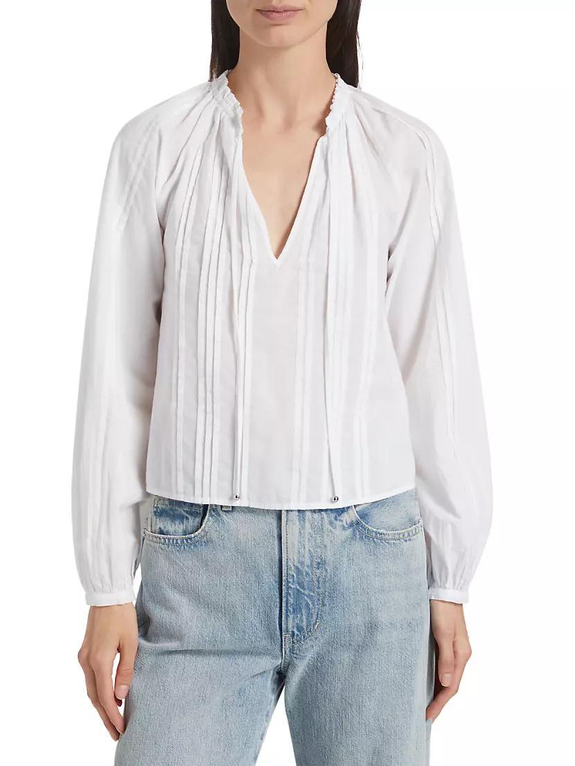 Jaxon Cotton Pintuck Blouse Product Image