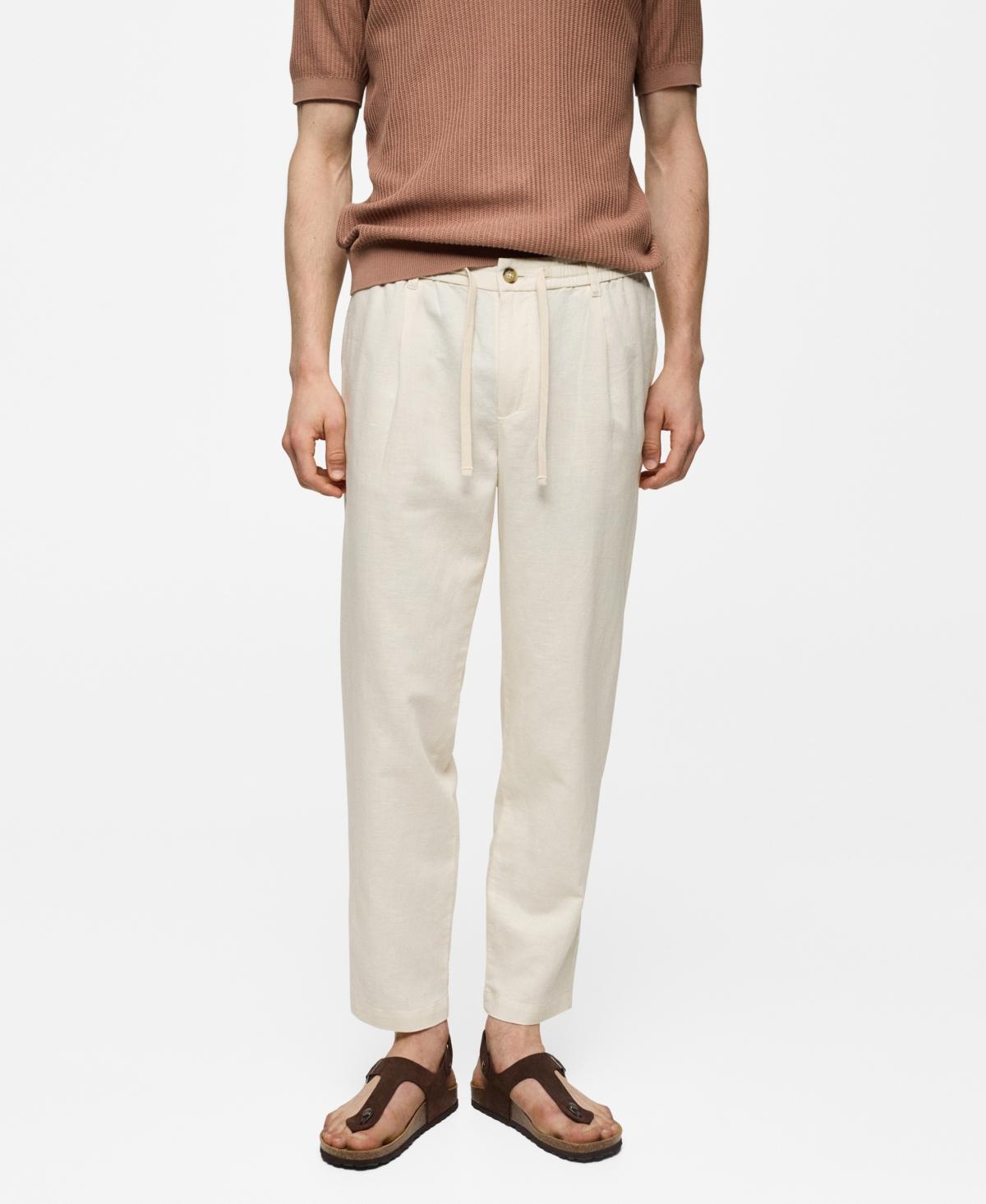 Mango Mens Drawstring Detail Slim-Fit Pants Product Image