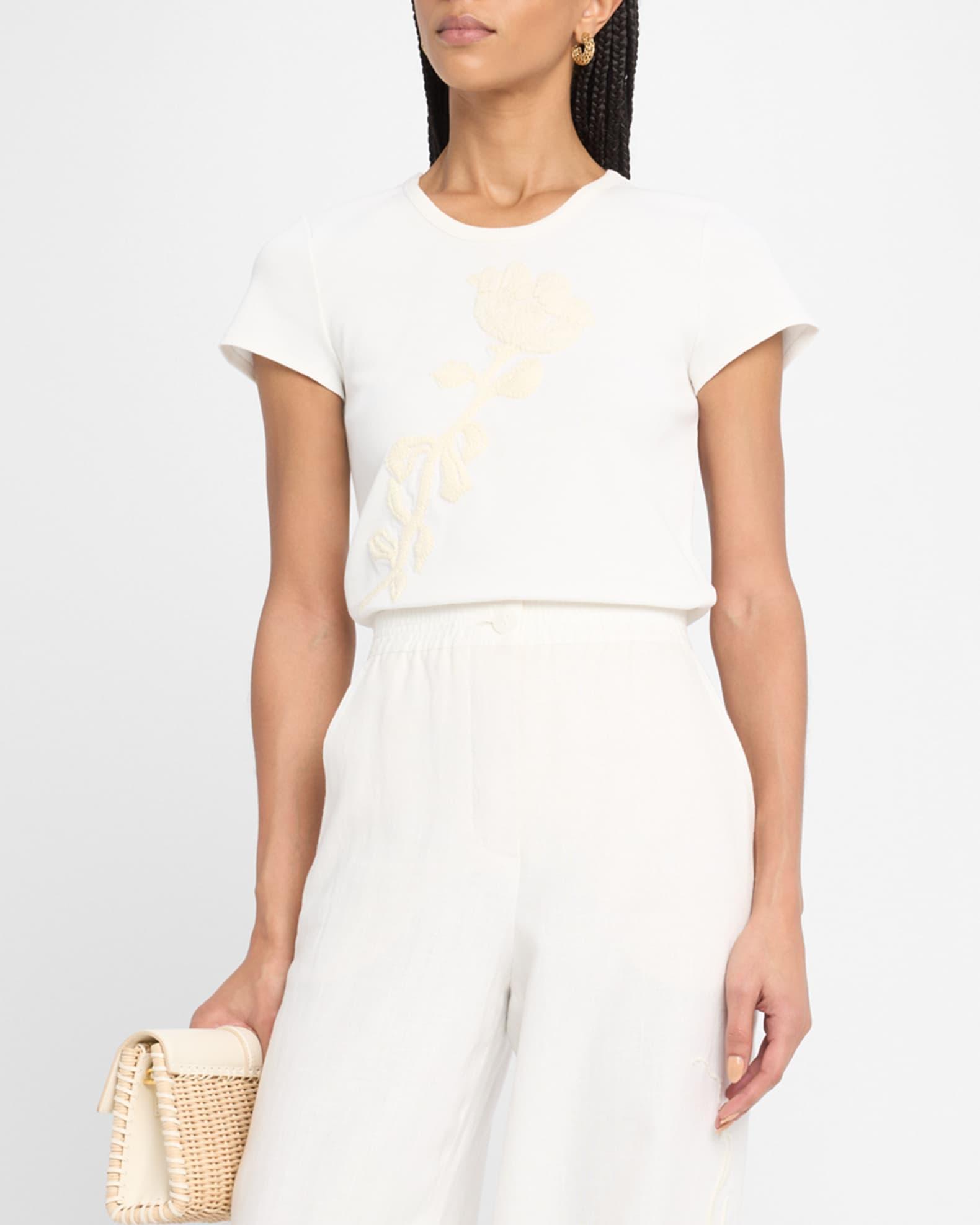 Powerful Flower Embroidered T-Shirt Product Image