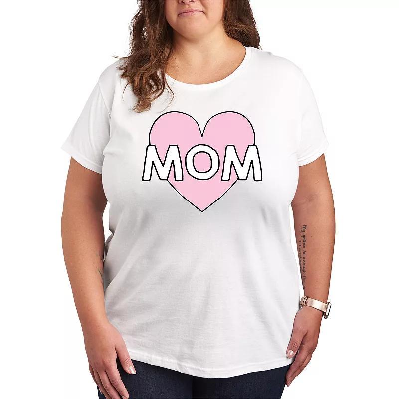 Plus Mom Heart Graphic Tee, Womens Grey Gray Product Image