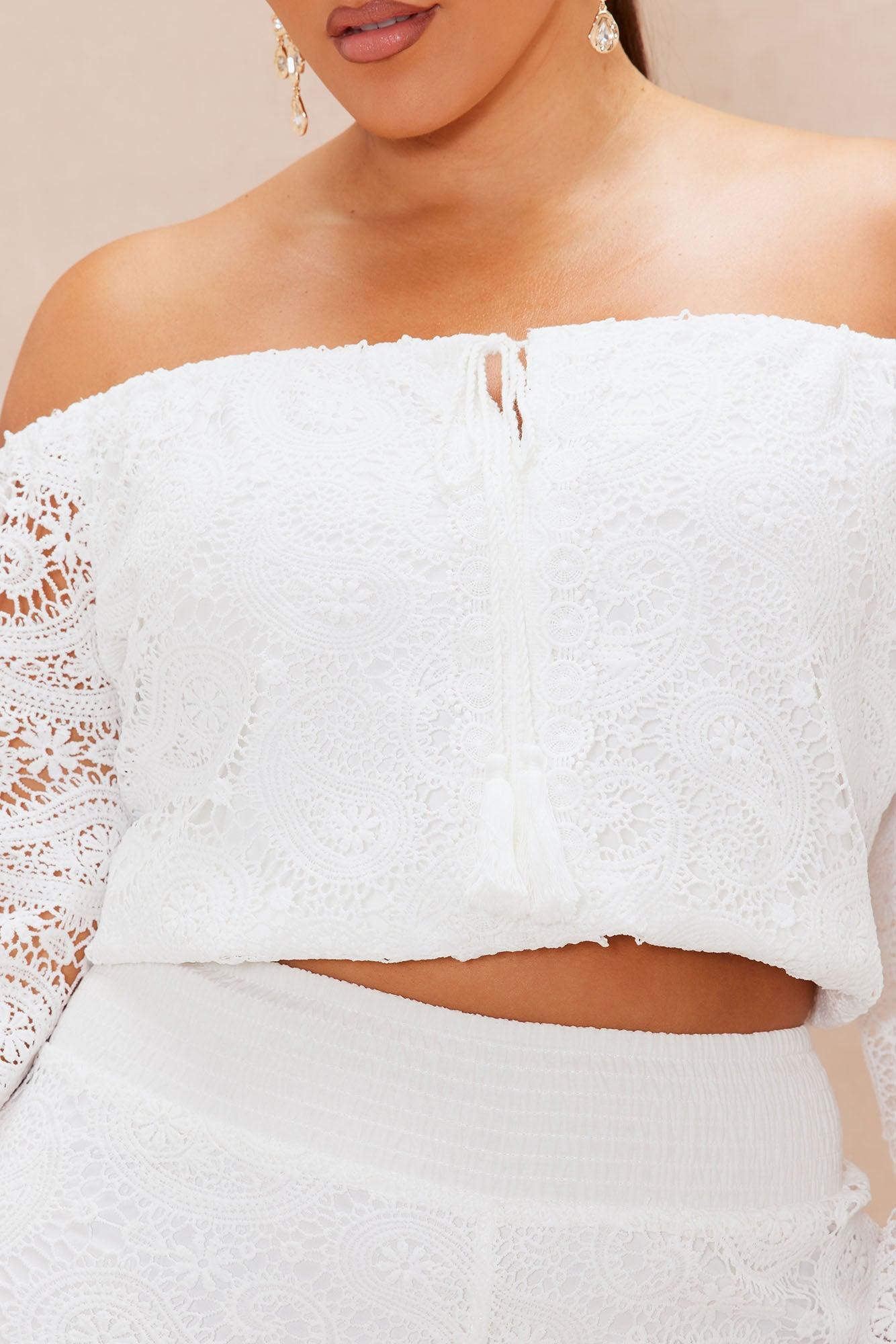 Marina Crochet Pant Set - White Product Image