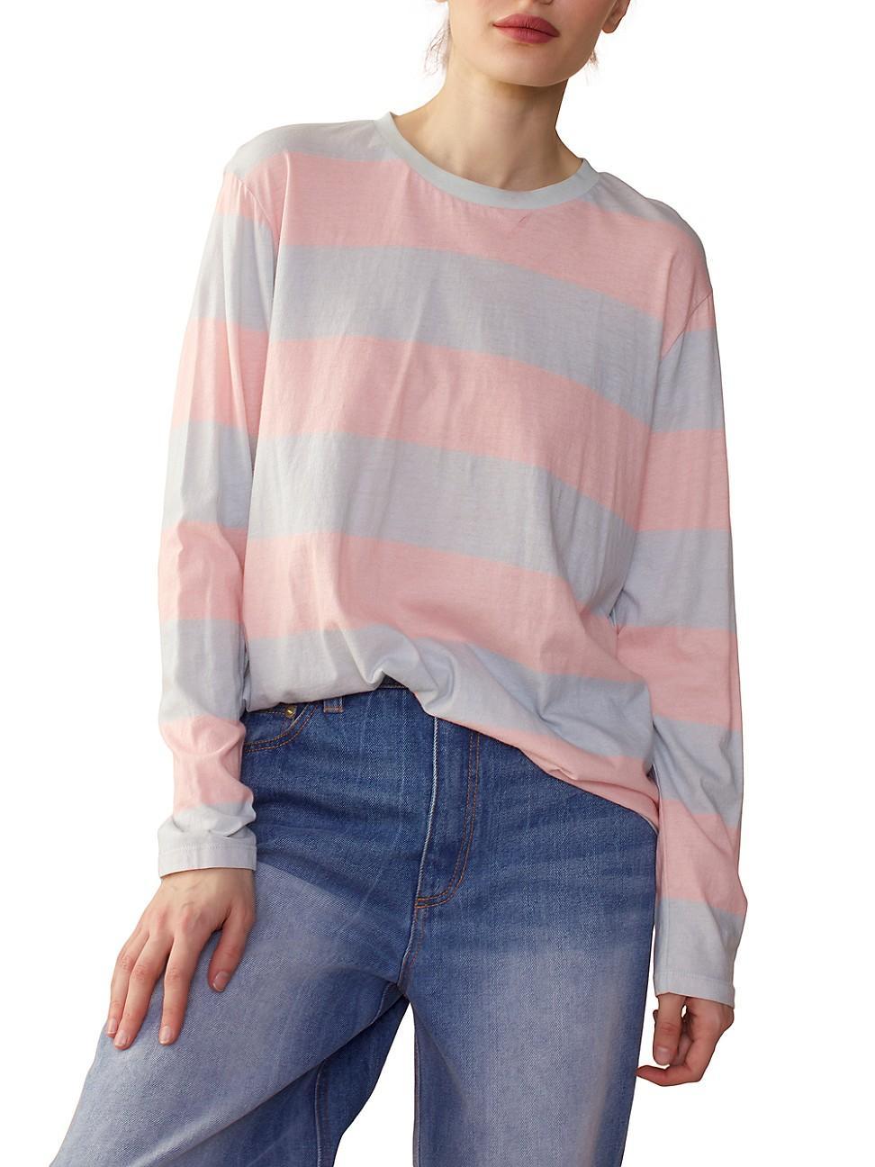 Womens Striped Long-Sleeve T-Shirt Product Image