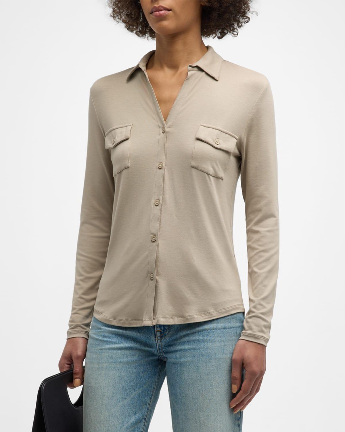 Majestic Filatures Point Collar Button Front Shirt Product Image