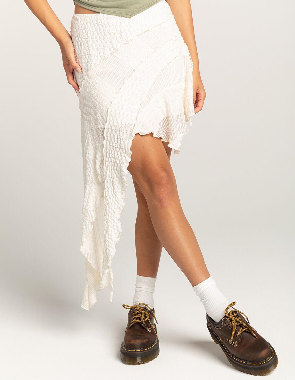 BDG Urban Outfitters Asymmetrical Splice Womens Mini Skirt - WHITE Product Image
