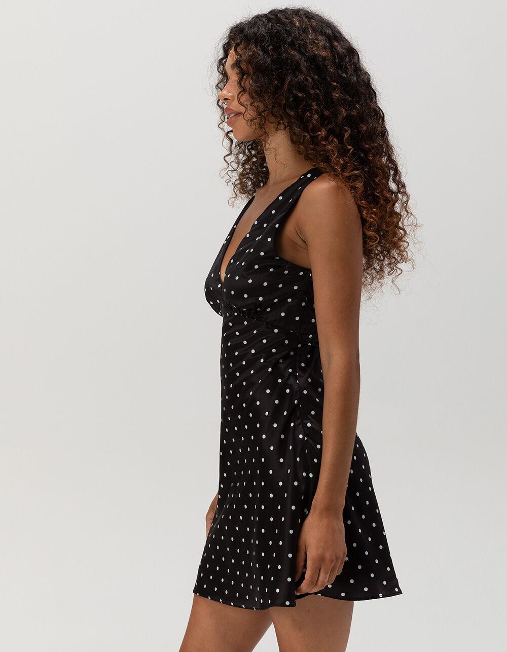 COTTON CANDY LA Womens Polka Dot Slip Dress - BLACK Product Image